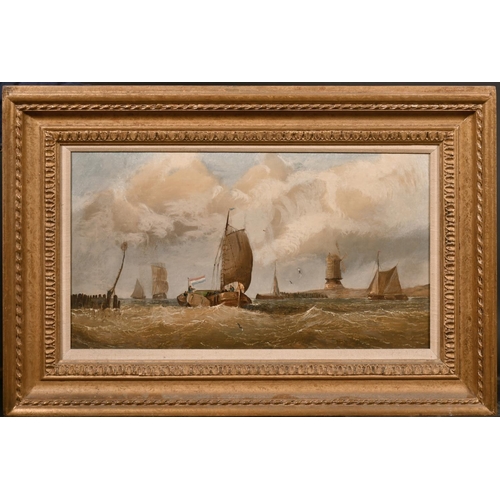 125 - Circle of Arthur Joseph Meadows (1843-1907) British. Shipping by a Busy Harbour, Oil on Canvas, 10” ... 