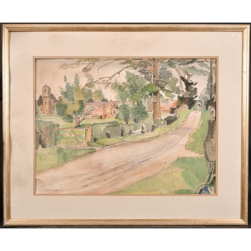 127 - Maud Frances Eystone Sumner (1902-1985) South African. An English Country Lane, Watercolour and Ink,... 