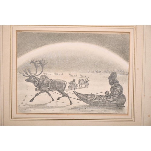 130 - Circle of Cornelius David Krieghoff (1815-1872) Dutch/Canadian. Figures in a Reindeer Drawn Sledge, ... 