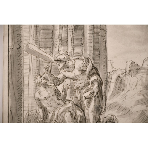 15 - Circle of Inigo Jones (1573-1652) British. ‘Healing of a Blind Man’, Ink and Wash, 8.25” x 6.75” (21... 