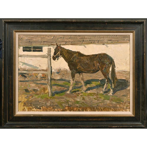 154 - Egveni Ivanovich Samsonov (1926-    ) Russian. “A Horse”, Oil on Board, Inscribed on reverse, 19.25”... 