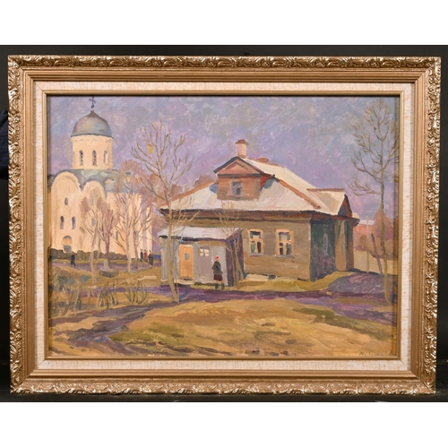 157 - Nikolaevich Mikhail Sokolov (1931-    ) Russian. “Annunciation Cathedral”, Oil on Board, Signed in C... 