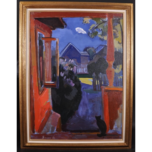 159 - Viktor Fedorovitch Vassine (1919-1997) Russian. “The Black Cat”, in a Moonlit Landscape, Oil on Canv... 