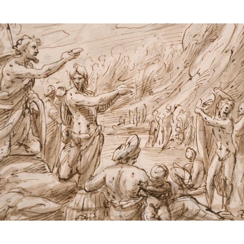 16 - Circle of Inigo Jones (1573-1652) British. The Baptism of Christ, Ink and Wash, 8.5” x 6.75” (21.6 x... 