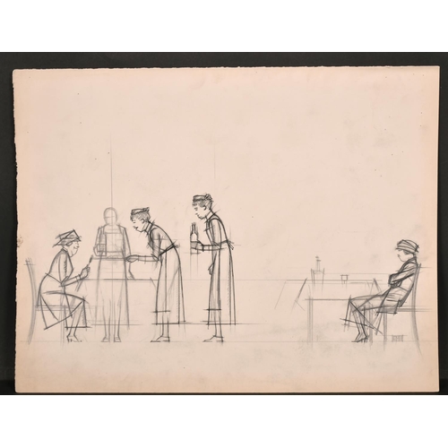 188 - Bernard Boutet de Monvel (1881-1949) French. ‘The Restaurant’, Pencil, Unframed, 9.5” x 12.5” (24.2 ... 