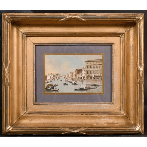 22 - 19th Century Italian School. Gondolas on a Venetian Canal, Watercolour, in a gilt composition hollow... 