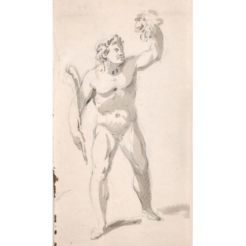 26 - Attributed to Jacques Callot (1592-1635) French. Study of a Satyr in Sculpture, Ink and Wash, 6.25” ... 