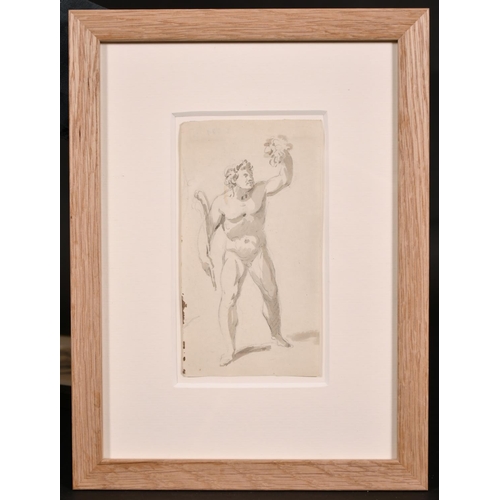 26 - Attributed to Jacques Callot (1592-1635) French. Study of a Satyr in Sculpture, Ink and Wash, 6.25” ... 