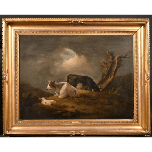 29 - George Morland (1763-1804) British. Cattle in a Landscape, Oil on Canvas, Signed with Initials, in a... 