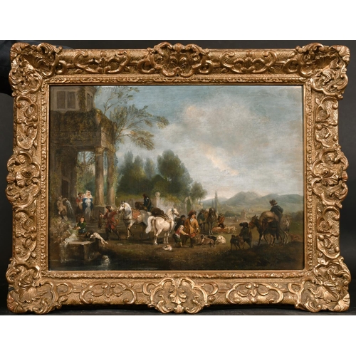 36 - Henry Andrews (1794-1868) British. ‘A Hawking Party returning to a Mansion’, Oil on Panel, Inscribed... 