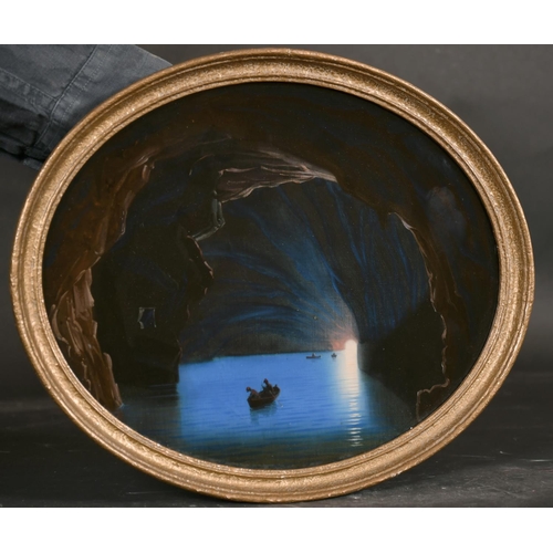 42 - 19th Century Italian School. ‘The Blue Grotto’, Oil on Glass backed by Canvas, Inscribed on label on... 