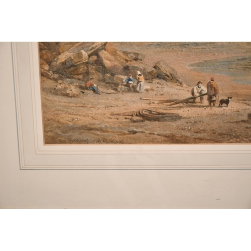 56 - Henry George Hine (1811-1895) British. “At Hastings”, Watercolour, Signed and Inscribed, 12.5” x 23”... 