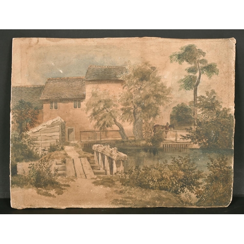 66 - 19th Century English School. A River Landscape with a Horse and Cart by a Cottage, Watercolour, Unfr... 