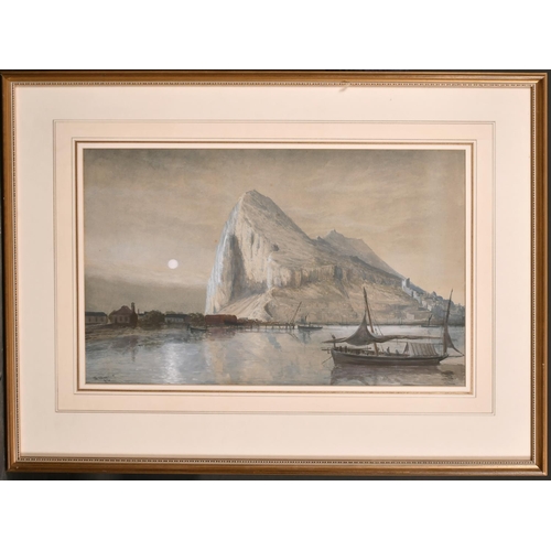 73 - Captain Samuel Buckle (19th Century) British. “The Rock of Gibraltar from Spain”, Watercolour height... 