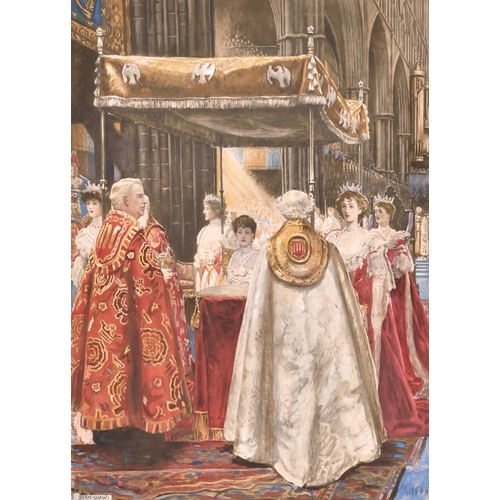 82 - John Byam Liston Shaw (1872-1919) British. “The Coronation of King Edward VII”, Overpainted Print, S... 