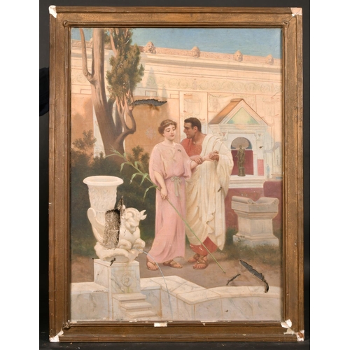 96 - After Lawrence Alma-Tadema (1836-1912) British. Grecian Figures on a Terrace, Oil on Canvas, 29.5” x... 