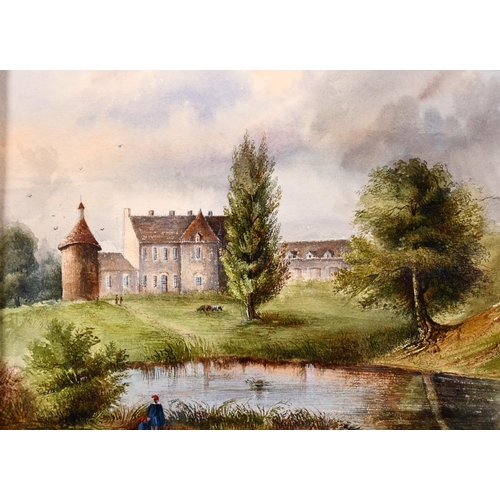 242 - 20th Century European School. A River Landscape with a Chateau and Figures in the foreground, Oil on... 