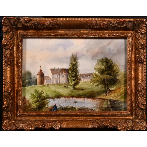 242 - 20th Century European School. A River Landscape with a Chateau and Figures in the foreground, Oil on... 