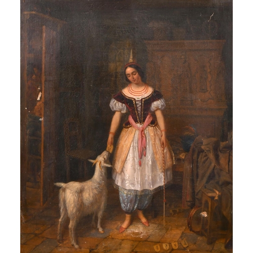 246 - Early 19th Century French School. A Young Girl Feeding a Goat, Oil on Canvas, Indistinctly Signed, 2... 