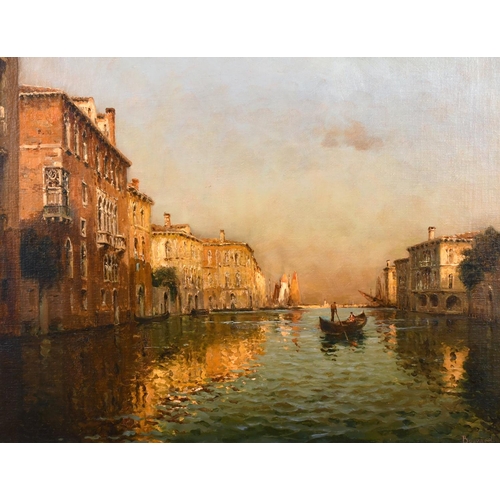 250 - Antoine Bouvard (1870-1956) French. A Venetian Canal Scene with Figures in a Gondola, Oil on Canvas,... 