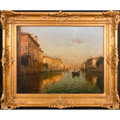 250 - Antoine Bouvard (1870-1956) French. A Venetian Canal Scene with Figures in a Gondola, Oil on Canvas,... 