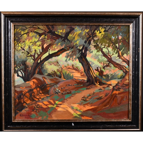 251 - Odette Bruneau (1991-1984) French. A Wooded Landscape, Oil on Canvas, Signed, 19.5” x 24” (49.5 x 61... 