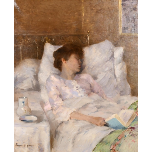 255 - Attributed to Jeanne Jacquemin (1863-1938) French. ‘Rest’, a Sleeping Lady holding a Book, Oil on Ca... 