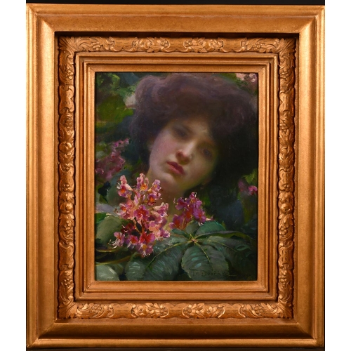 260 - Franz Dvorak (1862-1927) Czech. “La Dame aux Fleurs Maronier”, Oil on Canvas, Signed, and Inscribed ... 