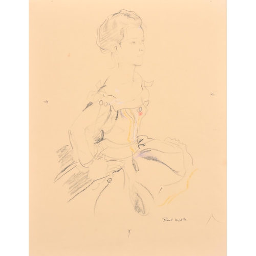 265 - Paul Wyeth (1920-1983) British. Study of a Seated Lady, Crayon, Signed, Unframed, 20.5” x 16.75” (52... 