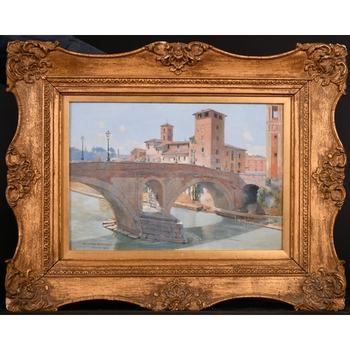 268 - Wilfred Thompson (19th-20th Century) British. “Rome”, a River Scene with Buildings beyond, Gouache, ... 