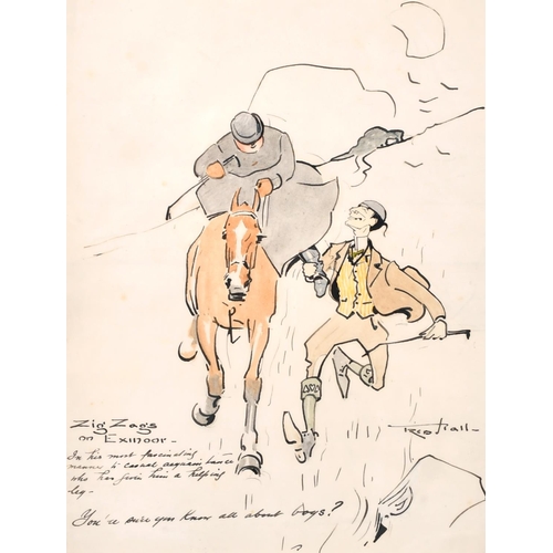 272 - Frederick Hall (1860-1948) British. “Zig Zags on Exmoor”, Watercolour and Ink, Signed and Inscribed,... 