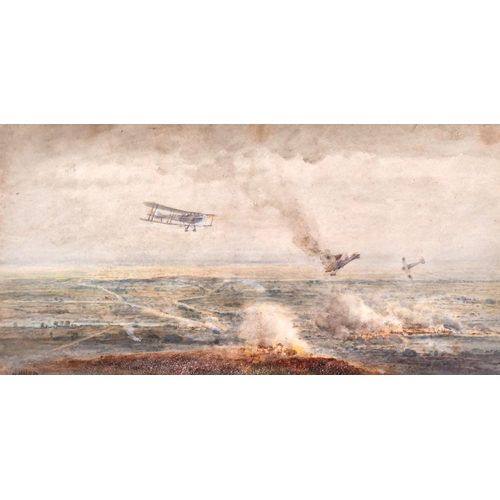 280 - V… Allan (Early 20th Century) British. “The Battle of Bourlon Woods, 1917”, with a Dog Fight, Waterc... 