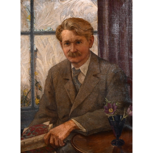 292 - 20th Century English School. A Seated Man with a Moustache, Oil on Canvas, Signed with Monogram and ... 