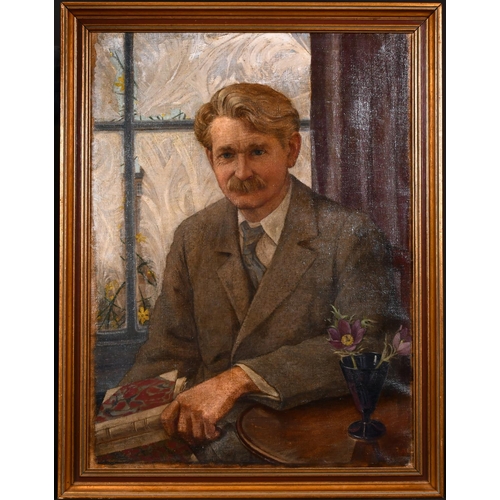 292 - 20th Century English School. A Seated Man with a Moustache, Oil on Canvas, Signed with Monogram and ... 