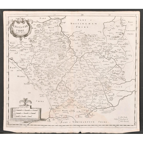 1 - Robert Morden (c.1650-1703) British. “Leicester Shire”, Map, Unframed, 13.5” x 15.75” (34.3 x 40cm),... 