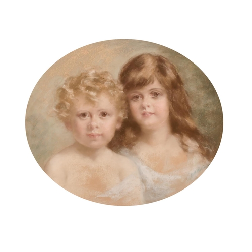 104 - M. W.  Rutherford (19th Century) British. Study of Two Children, Pastel, Indistinctly Signed, in a F... 