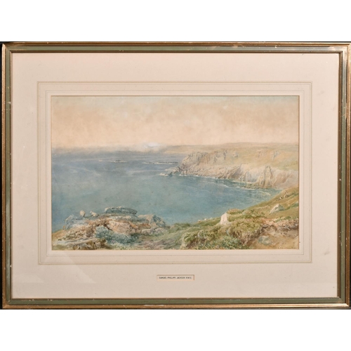 126 - Samuel Phillips Jackson (1830-1904) British. “Tranquil Coastal View in Cornwall”, Watercolour, Signe... 