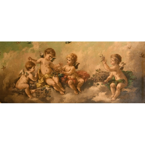 149 - Charles Henry Augustus Lutyens (1829-1915) British. Cherubs in the Clouds with Birds, Oil on Canvas,... 