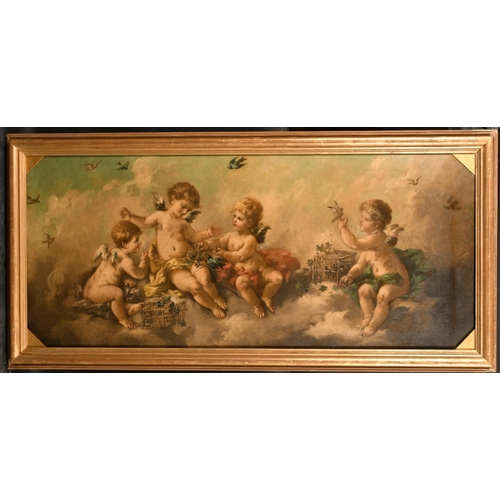 149 - Charles Henry Augustus Lutyens (1829-1915) British. Cherubs in the Clouds with Birds, Oil on Canvas,... 