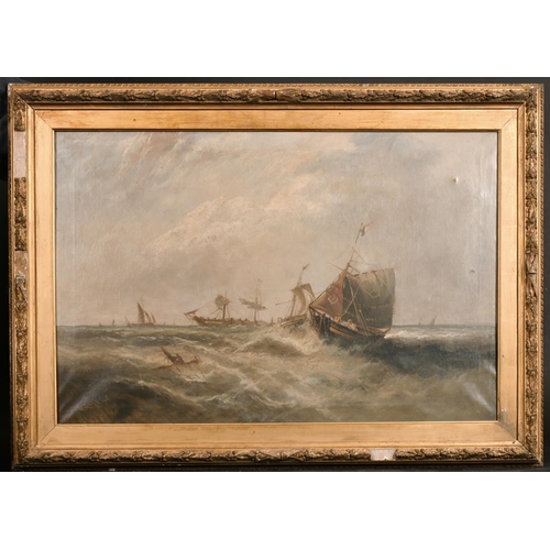 154 - W. Rogers (19th-20th Century) British. Shipping in Choppy Waters, Oil on Canvas, Signed, 20” x 30” (... 