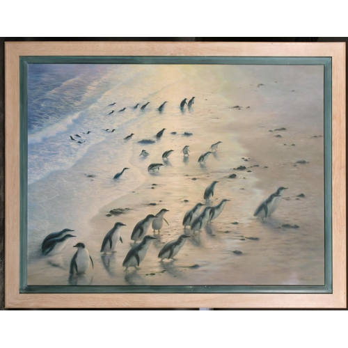 170 - Malcolm Horton (1949-    ) British. “The Penguin Parade, Summerland Beach, Phillip Island, Australia... 