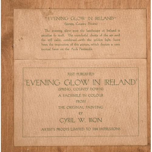 181 - Cyril Walter Bion (1889-1976) Irish. “Evening Glow in Ireland”, Print in Colours, Signed in Pencil, ... 