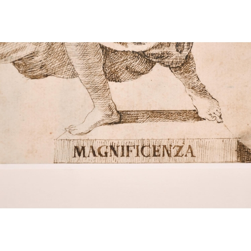 22 - 17th Century Italian School. ‘Magnificenza’, Ink, Inscribed, with a Monk holding the Christ Child ve... 