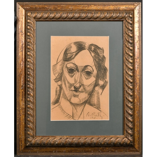 237 - Alfred Reth (1884-1966) Hungarian. A Cubist Head Study, Charcoal, Signed and Dated 1926, 14.25” x 10... 