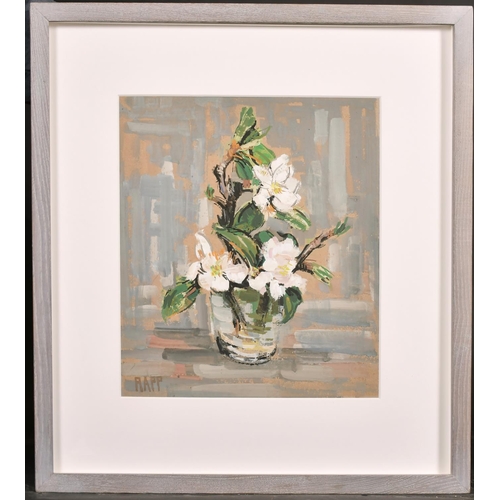 239 - Ginette Rapp (1928-1998) French. “Apple Blossom”, Gouache, Signed, and Inscribed on a label verso, 1... 