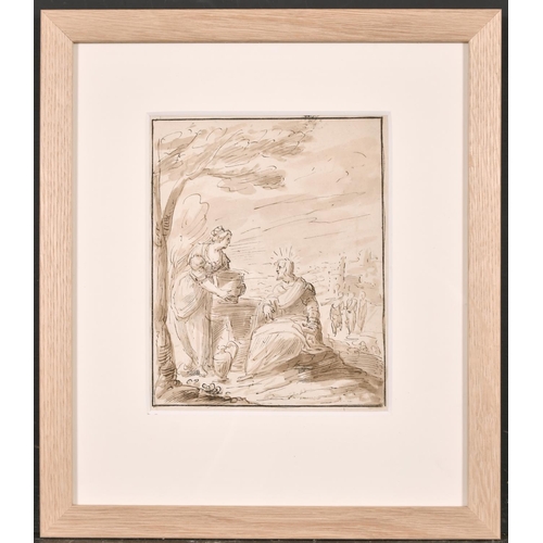 24 - Circle of Inigo Jones (1573-1652) British. Christ at the Well, Ink and Wash, 8.25” x 6.75” (21 x 17.... 