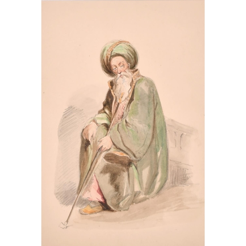 244 - Count Amadeo Preziosi (1816-1882) Maltese. A Study of Two Ladies, Watercolour, Mounted, Unframed 9.2... 