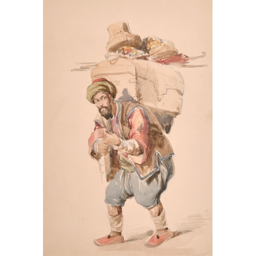 244 - Count Amadeo Preziosi (1816-1882) Maltese. A Study of Two Ladies, Watercolour, Mounted, Unframed 9.2... 