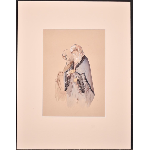 244 - Count Amadeo Preziosi (1816-1882) Maltese. A Study of Two Ladies, Watercolour, Mounted, Unframed 9.2... 