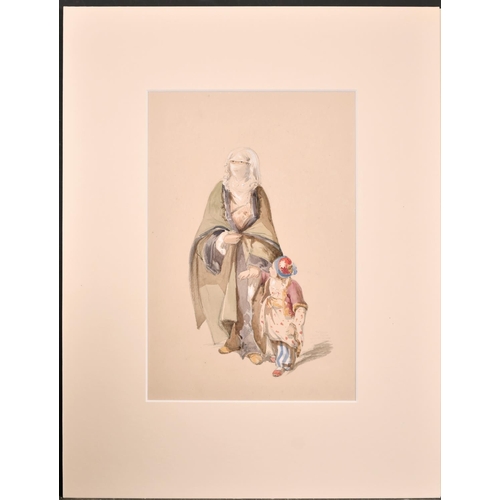 244 - Count Amadeo Preziosi (1816-1882) Maltese. A Study of Two Ladies, Watercolour, Mounted, Unframed 9.2... 